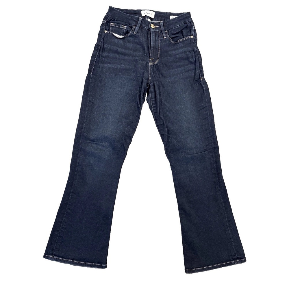FRAME Le Crop Mini Boot Jeans Womens 25 Dark Wash Stretch Cropped Flare Defect